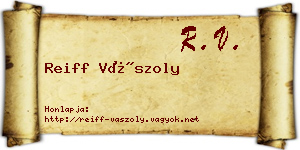 Reiff Vászoly névjegykártya